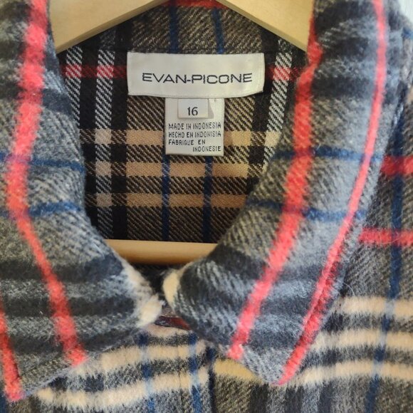 Vintage Evan Picone Plaid Jacket Wool Blazer Logo Snaps Boho Classic Women 14/16 - Picture 5 of 9